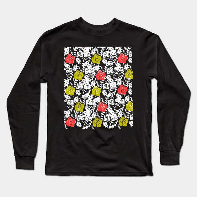 Colourful Flower Roses Long Sleeve T-Shirt by Imutobi